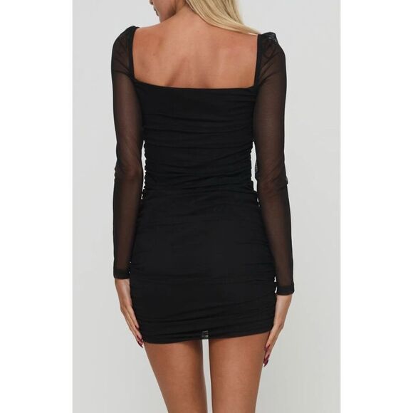 Princess Polly Charvi Sheer Long Sleeve Ruched Mini Dress - Picture 2 of 6